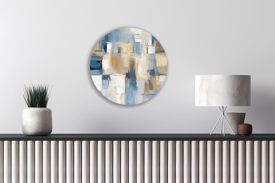 Cercle mural Forex Saammp - Rayures Blauw - Œuvre abstraite - Ø 80 - Cercle mural - Cercle de Décoration murale - Décoration murale salon - Décoration chambre - Peinture ronde