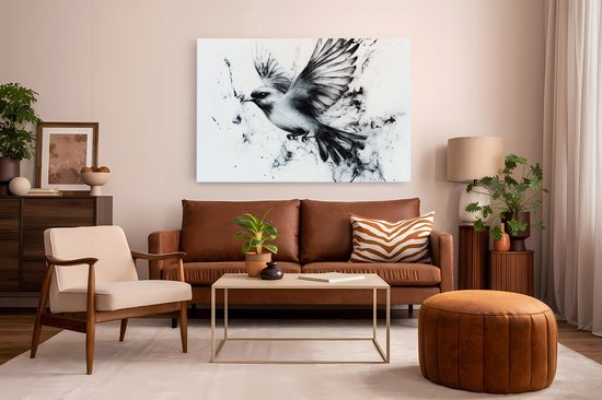 Tableau sur toile Saammp - Oiseau abstrait - Nature - Animaux - 120x80 - Photo sur toile - Décoration murale - Décoration murale Salon - Décoration chambre - Impression sur toile