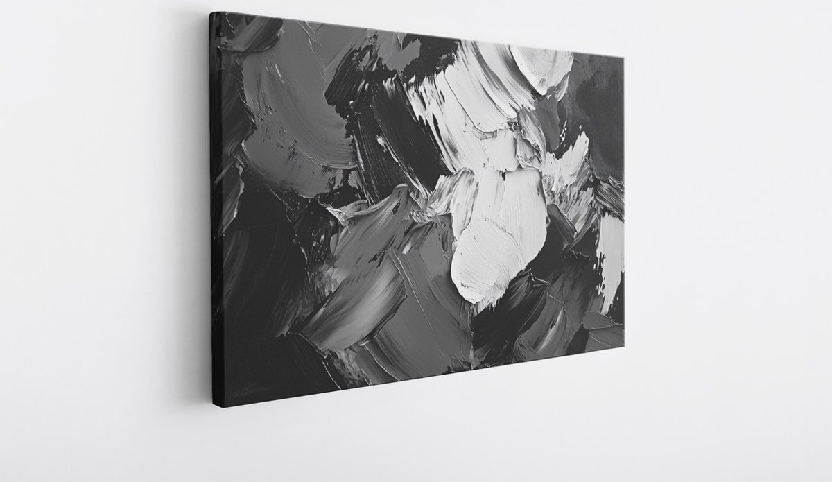 Saammp Canvas Schilderij - Zwart Grijs Vegen - Abstract - 150x100 - Foto op canvas - Wanddecoratie - Muurdecoratie Woonkamer - Slaapkamer decoratie - Canvas Print Multicolor