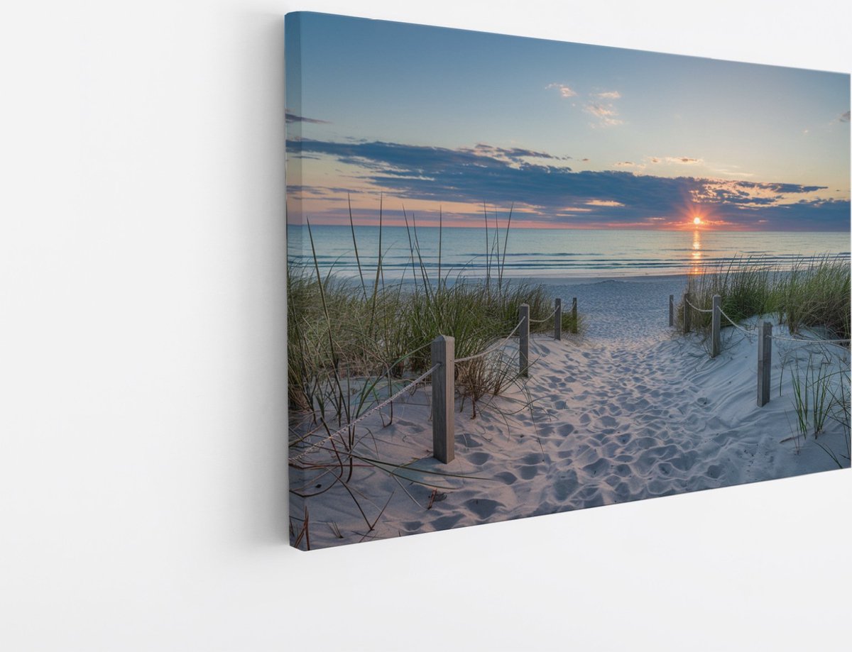 Saammp Canvas Schilderij - Pad naar de Zee tussen het helmgras - Strand - 100x75 - Foto op canvas - Wanddecoratie - muurdecoratie Woonkamer - Slaapkamer decoratie - Canvas Print Multicolor