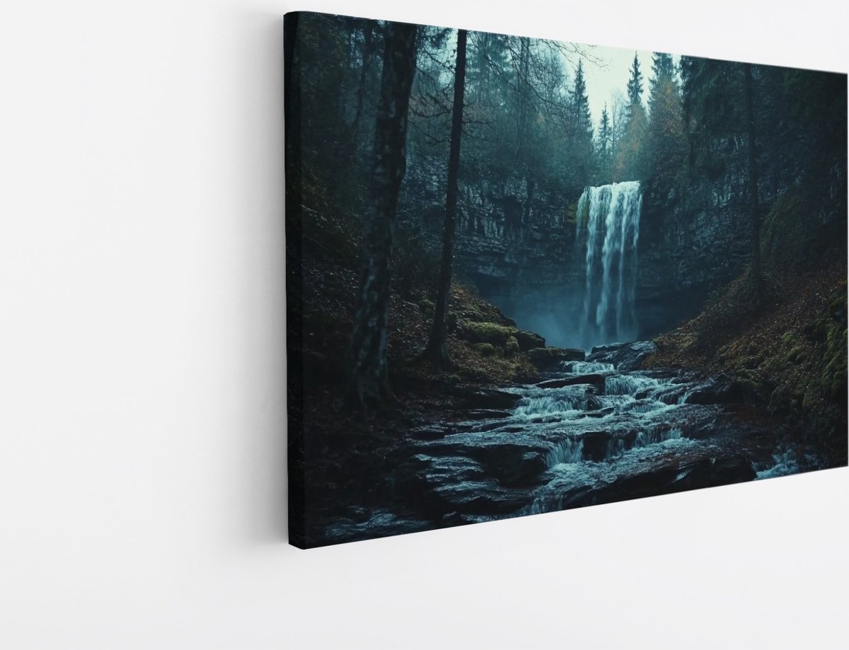 Saammp Canvas Schilderij - Natuur - Waterval - Ijsland - landschap - 90x60 - Foto op canvas - Wanddecoratie - Muurdecoratie Woonkamer - Slaapkamer decoratie - Canvas Print Multicolor