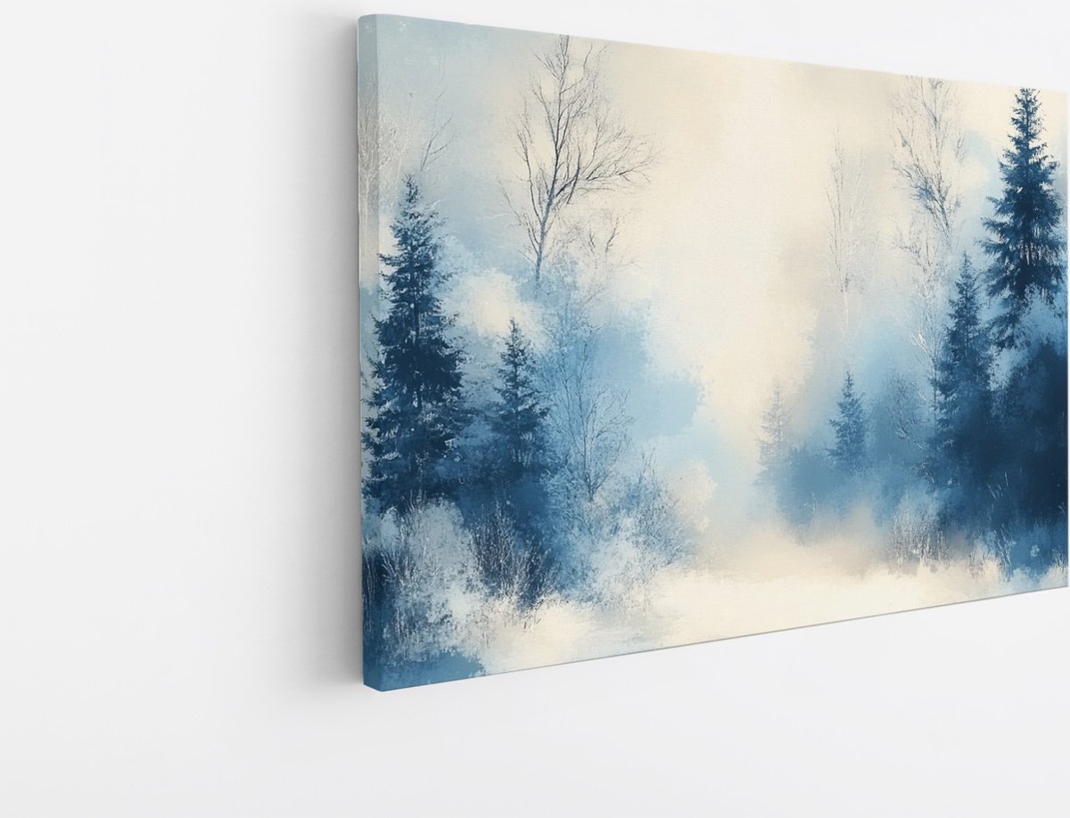Saammp Canvas Schilderij - Abstract Winter Landschap - Natuur - 45x30 - Foto op canvas - Wanddecoratie - Muurdecoratie Woonkamer - Slaapkamer decoratie - Canvas Print Multicolor