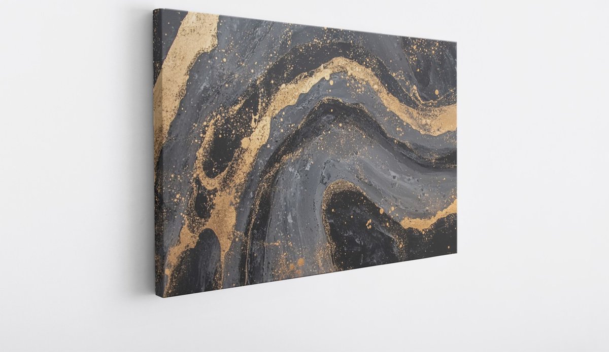 Saammp Canvas Schilderij - Grijs marmer - Dynamisch - Abstract kunstwerk - 45x30 - Foto op canvas - Wanddecoratie - Muurdecoratie Woonkamer - Slaapkamer decoratie - Canvas Print Multicolor