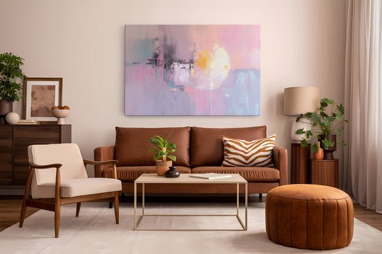 Tableau sur toile Saammp - Rose - pastel - Abstrait - 100x75 - Photo sur toile - Décoration murale - Décoration murale Salon - Décoration chambre - Impression sur toile