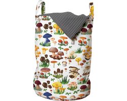 New Bed Natuur Paddenstoelen wilde natuurprint Opbergmand kinderkamer met Handvatten en Koordsluiting, Speelgoedmand kinderen - Speelgoedkist- Wasmand Kinderkamer - Wasbox - 33 x 48 cm
