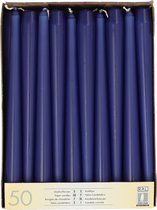 Papstar Dinerkaarsen/kandelaar kaarsen - 50x stuks - Blauw - Gotisch- 25 cm - Tafel decoratie kaarsen
