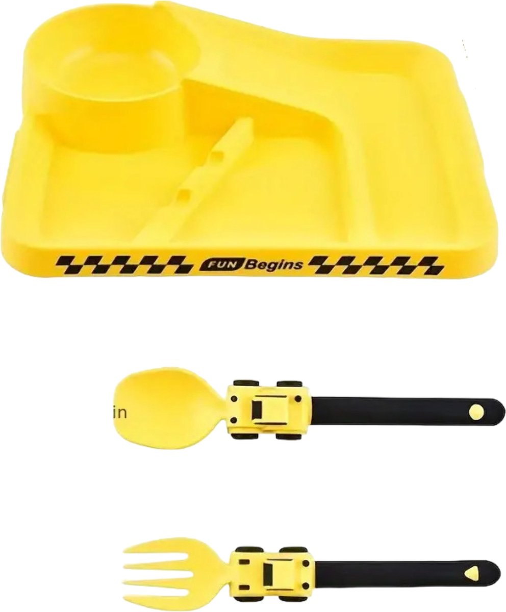 Goedkoopste Jojoy - Kinderbord met Vakjes - Baby Bord met Lepel en Vork - Kinderservies - Vakjesbord - Baby Servies - JOOPLATE