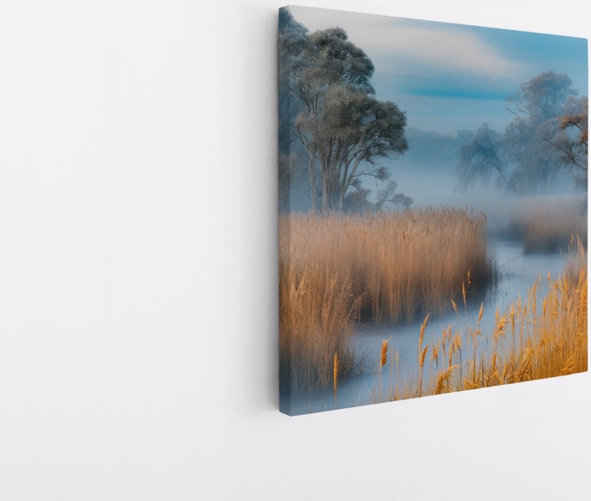 Saammp Canvas Schilderij - Abstract - Mist - Landschap - Natuur - 60x60 - Foto op canvas - Wanddecoratie - Muurdecoratie Woonkamer - Slaapkamer decoratie - Canvas Print