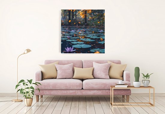 Tableau sur toile Saammp - Nature - Nénuphars - Paysage - 30x30 - Photo sur toile - Décoration murale - Décoration murale murale Salon - Décoration chambre - Impression sur toile