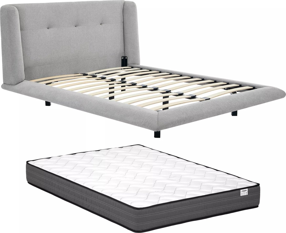 Vente-unique Bedframe stof lichtgrijs 140 x 190 cm PENAVI
