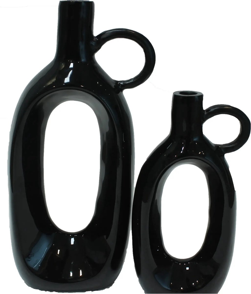 Vazen Halifax zwart 32cm - 2 stuks