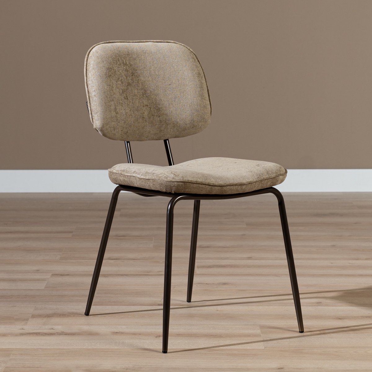 Bronx71® Velvet eetkamerstoel Javi taupe - stoel