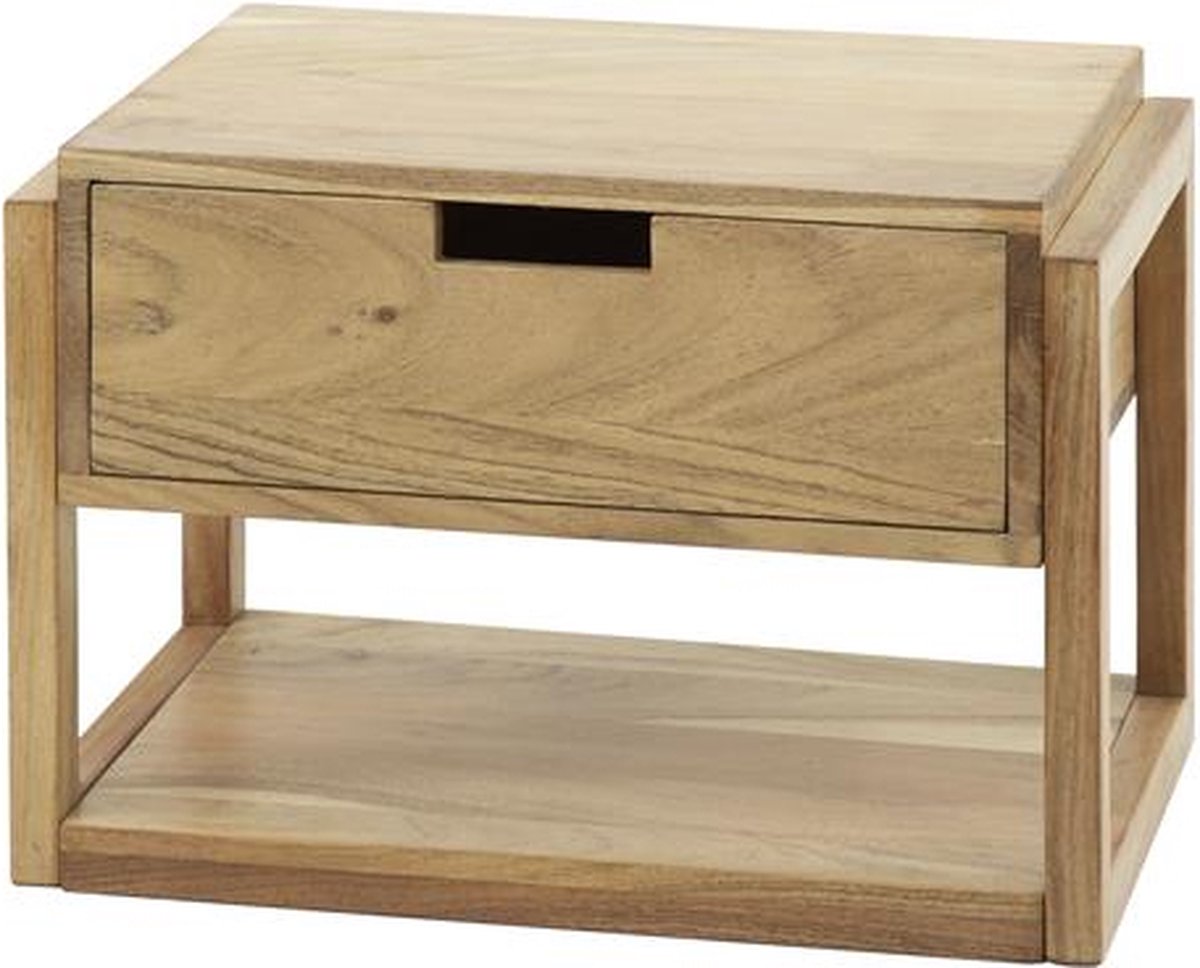 Luxe Zwevend Nachtkastje met Lade & Plank - Wandplank nachtkastje Per Stuk - Nachtkast - Nachtkastjes Industrieel / Landelijk / Modern / - Nachtkastje Hout Hangend - Industrieel Nachtkastje Per Stuk (39 cm x 25 cm x 27 cm)
