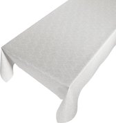 Gecoat tafellinnen Jacquard Grid Lichtgrijs -  140 x 300 cm - Grijs tafellaken - Tafelkleed plastic - Voor buiten en binnen - Verschillende maten - Geleverd in een koker