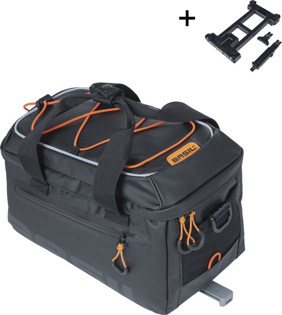 Sacoche de vélo Basil Miles Tarpaulin MIK, 7L, noir orange bol
