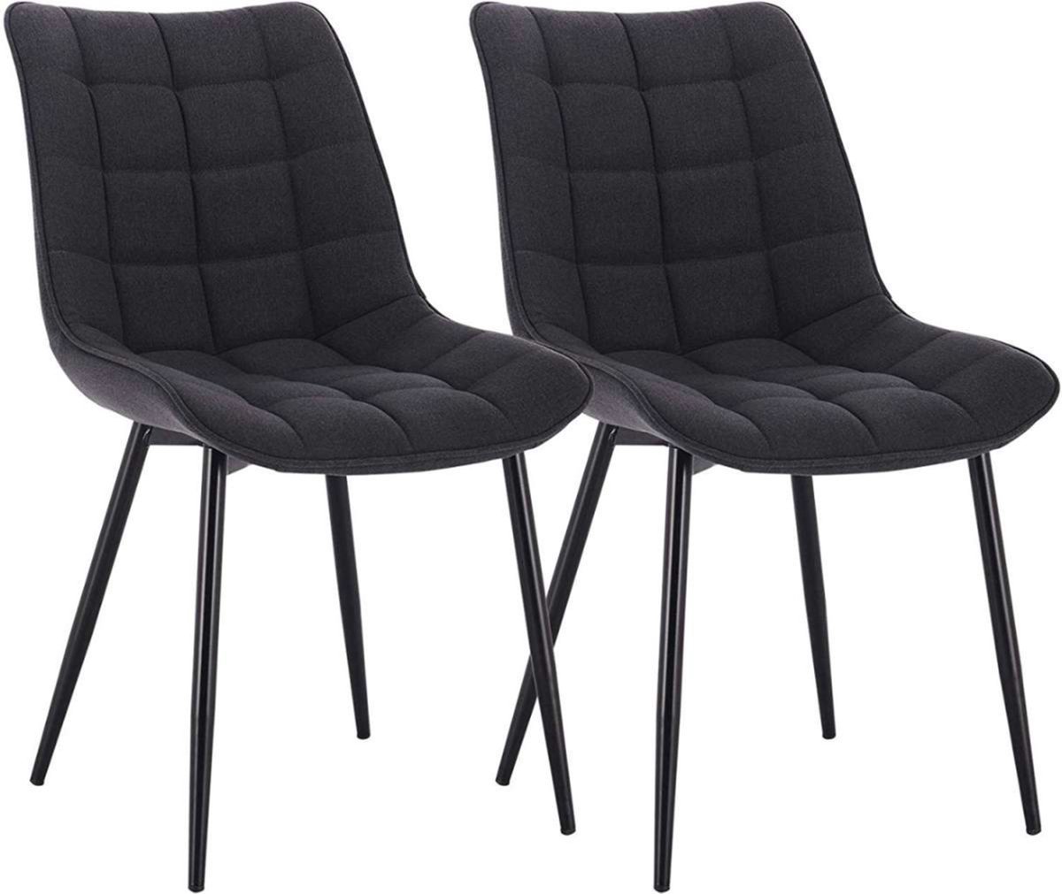 Bolt Edge Eetkamerstoelen - Donkergrijs - Linnen - Met armleuning - Set van 2