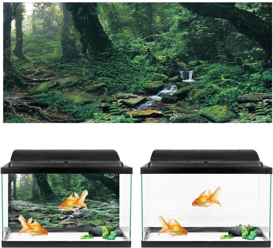 Zon en woestijn stijl aquarium vistank poster verdikt PVC zelfklevend terrarium achtergrond statisch klevend behangsticker [91 × 50 cm