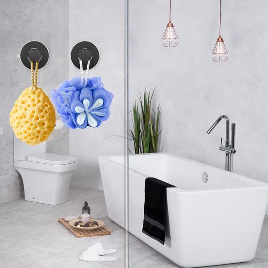 Eolax Zuignap haken voor douche/badkamer Heavy Duty verwijderbaar voor handdoeken, gewaden, luffa - Geen boor roestvrijstalen haken voor glas, spiegel, tegels, keuken (4-pack) chroom