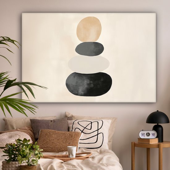 Tableau sur toile 180x120 cm - Décoration murale Japandi - Wabi sabi - Beige - Décoration murale murale salon - Décoration chambre - Accessoires chambre - Peintures sur toile