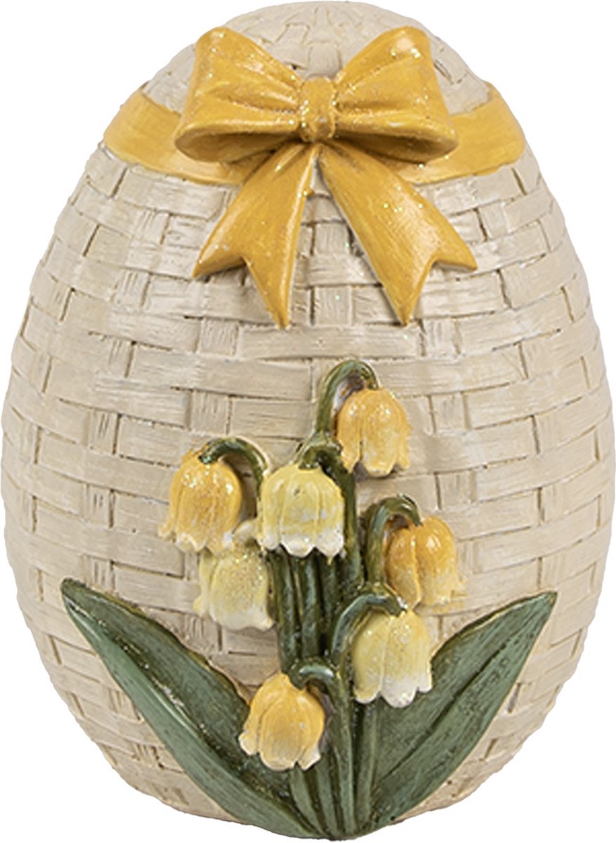 Decoratie Beeld Ei 9x8x10 cm Beige Kunststof