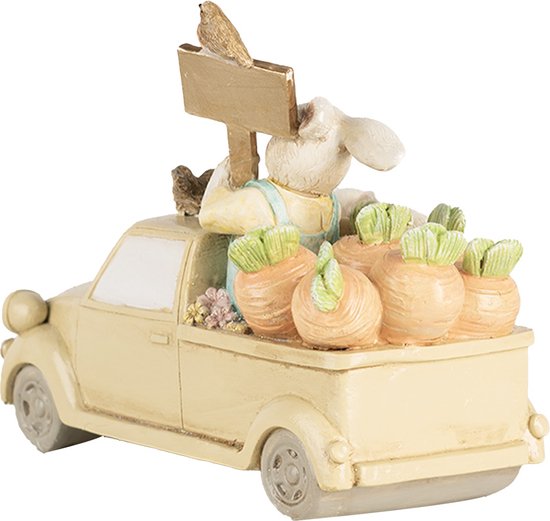 Clayre & Eef Image de décoration Lapins 16x8x12 cm Blanc Beige Plastique