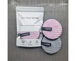 Herbruikbare make-up remover pads - cleansing sponge - 2 pieces - Grey - Purple - no skin damage -…