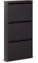 Meuble à chaussures en métal 3 - Portes de WDMT™ | 103x15x50cm | Meuble à chaussures moderne pour un rangement élégant de votre collection de chaussures | Noir mat