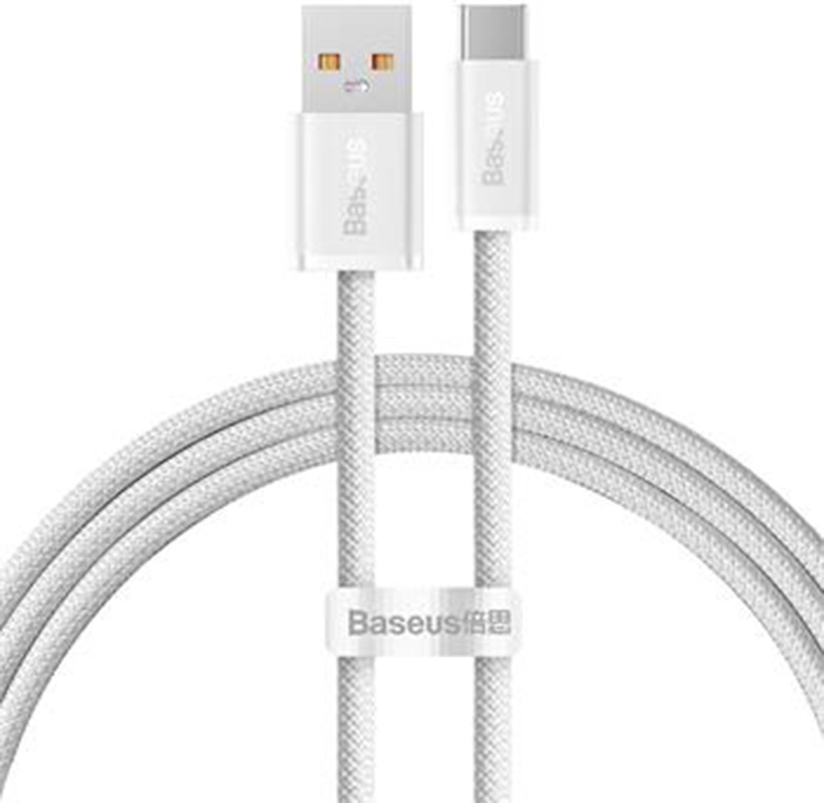 Baseus, USB / USB-C kabel 1m 100W snel opladen en overbrengen in gevlochten nylon, Wit
