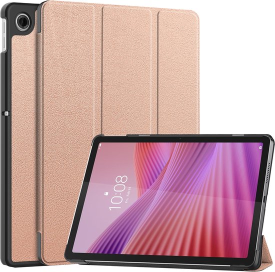 Hoozey - Étui pour tablette Lenovo Tab 10.1 (2025) 10,1 pouces - Étui à trois volets - Fonction Auto/Wake - Or rose