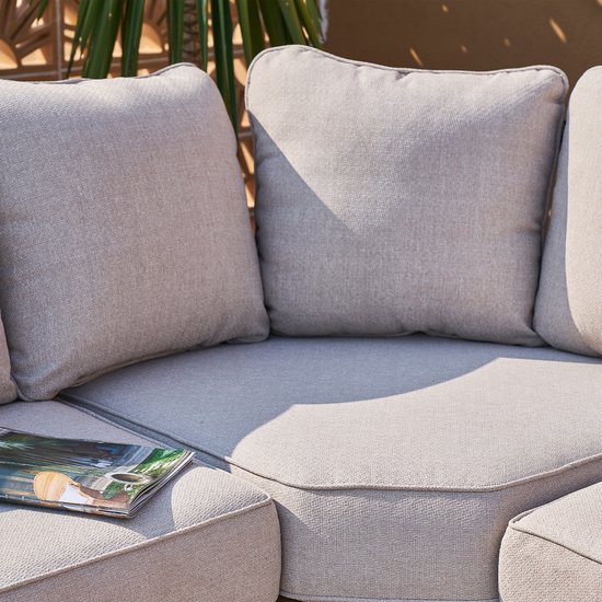 AXI Avery Salon de Jardin, angle, table basse, aspect bois, beige – Salon de jardin avec table - Structure en aluminium thermolaqué - 5 personnes