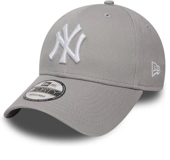 Grijze New Era 9FORTY pet met wit New York Yankees logo op de voorkant.