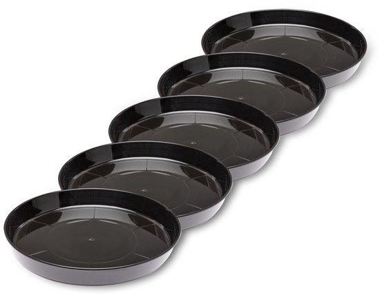 Garronda Ronde Bloempot Onderzetter – 5 stuks – Zwart - ⌀ 17cm H=2,5cm - GD-NIC-PotBase108