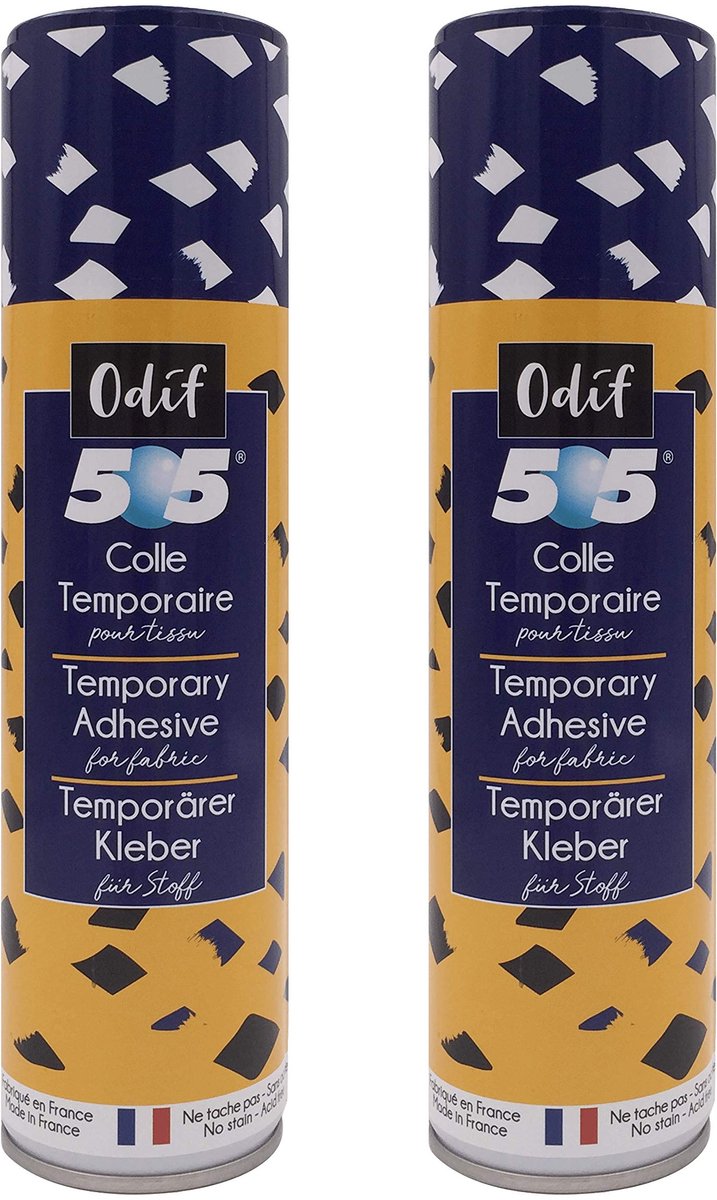 Odif - Tijdelijke lijm voor stof 505 in spray - Ideaal voor patchwork, borduren en naaien - Zuurvrij, Oeko-Tex gecertificeerd - Made in France, Spray - 250ml - Set van 2