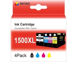 INKFIND PGI-1500XL inkt voor CanonPGI-1500XL Canon PGI-1500XL - Inktcartridge ( 1 x Zwart, 1 x Cyaan, 1 x Magenta, 1 x Geel) multipack 4 stuks geschikt voor Canon Maxify MB2050 Canon Maxify MB2150 Canon Maxify MB2350 Canon Maxify MB2750 Maxify MB2755