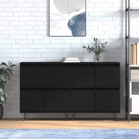 Dressoir 70x41x75 cm bewerkt hout zwart eikenkleur kopen