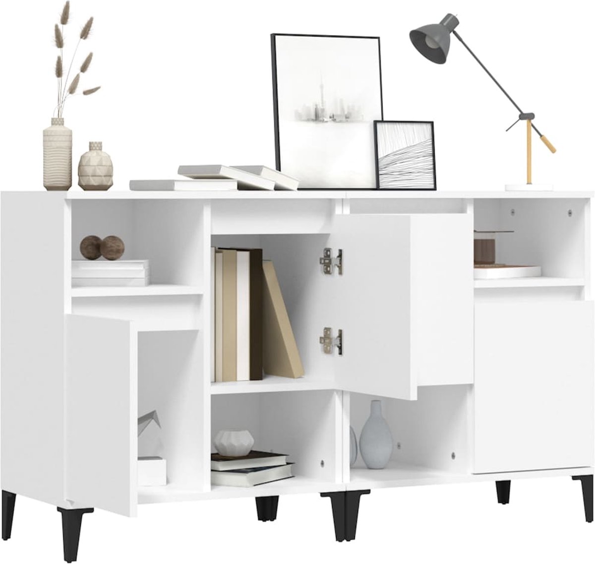 vidaXL Dressoir 60x35x70 cm bewerkt hout wit vidaXL Dressoir 60x35x70 cm bewerkt hout wit
