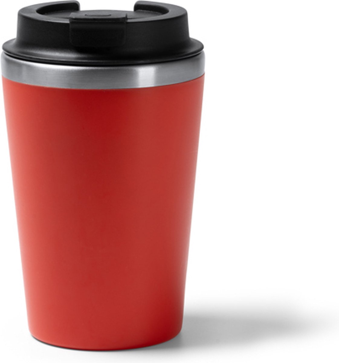 Thermosbeker 350 ML Koffiebeker to go - Travel mug dubbelwandig - Rood - binnenkant RVS - Voor koffie en thee - Lekdichte reisbeker - Buitenkant recyled PP 6 uur Koud / 3 uur warm