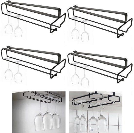 Cailiya 4 stuks wijnglashouders om te hangen met glas, wijdere product_type: draagbare wijnglashouder voor picknick, zwembad, festivals, bruiloft, verjaardag, feest, zwart