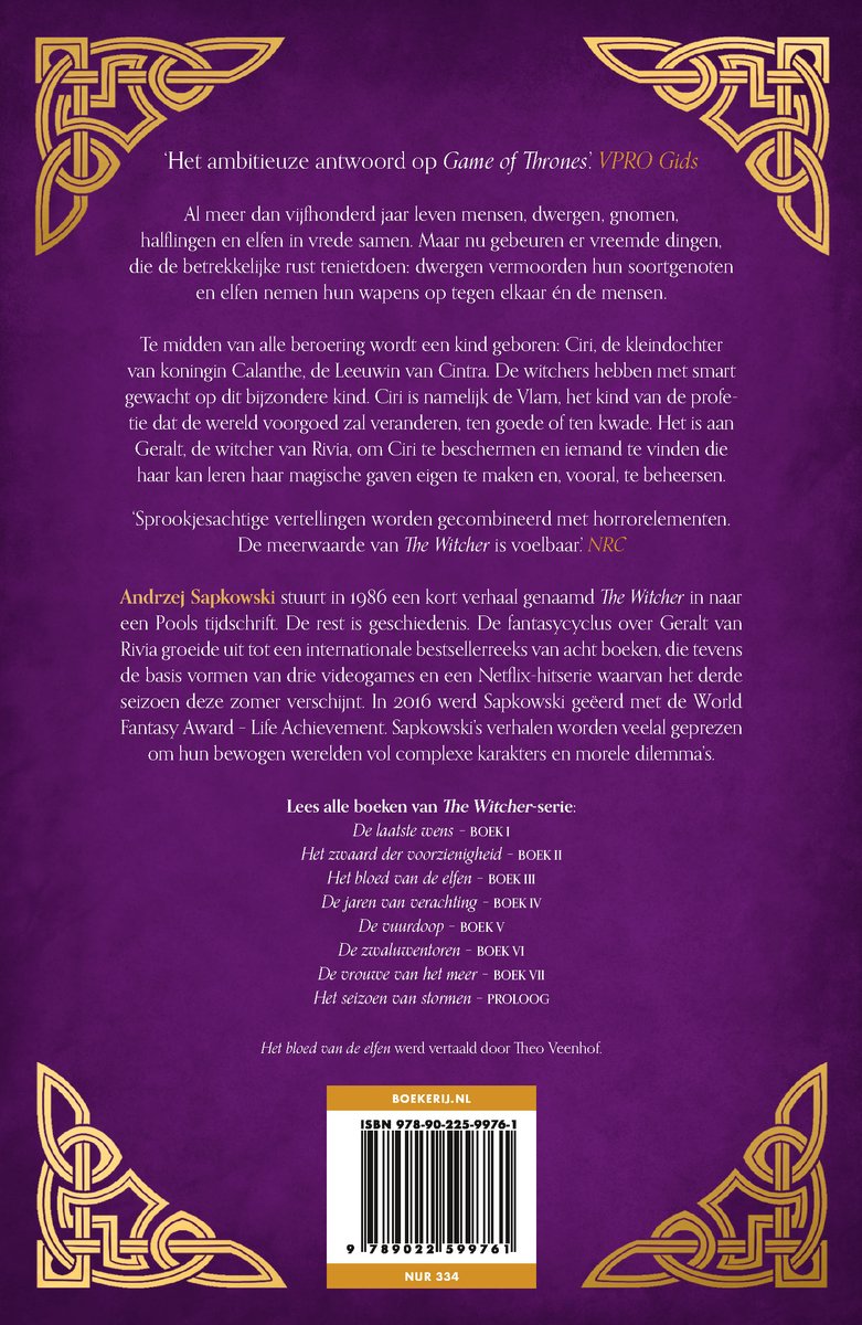 The Witcher 3 - Het bloed van de elfen - back cover