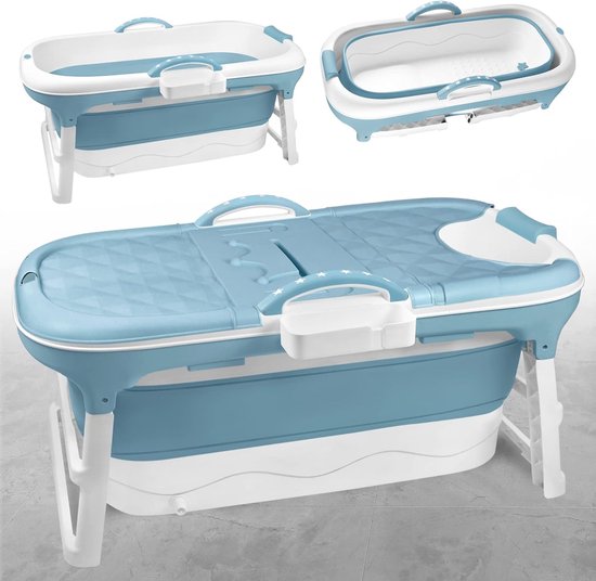 LARS360 Opvouwbare Badkuip Voor Volwassenen 128x62x53 Cm - Met Deksel, Massage En Wielen