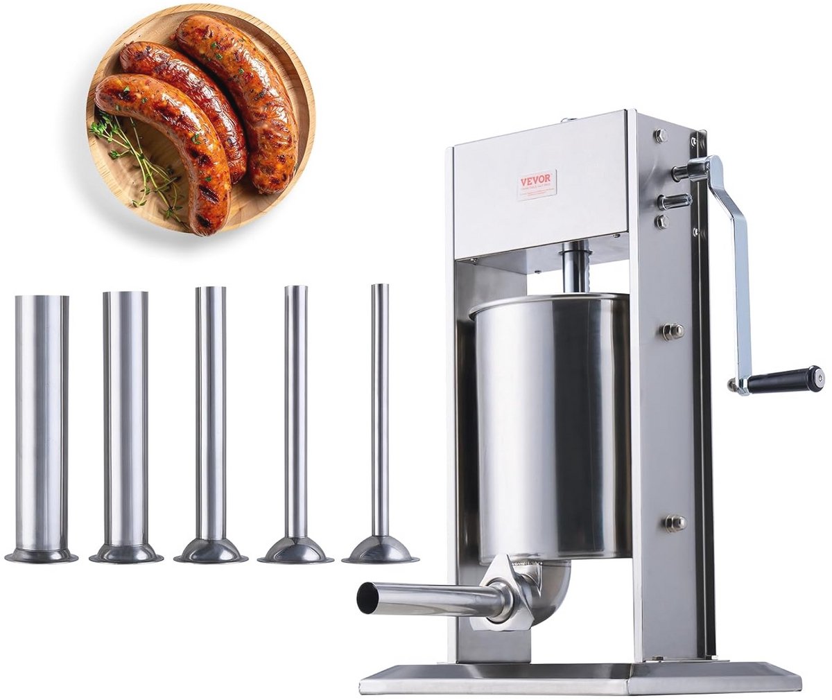 Handmatige worstmachine met 10 l capaciteit - Roestvrij staal, ergonomisch ontwerp voor churros en meer
