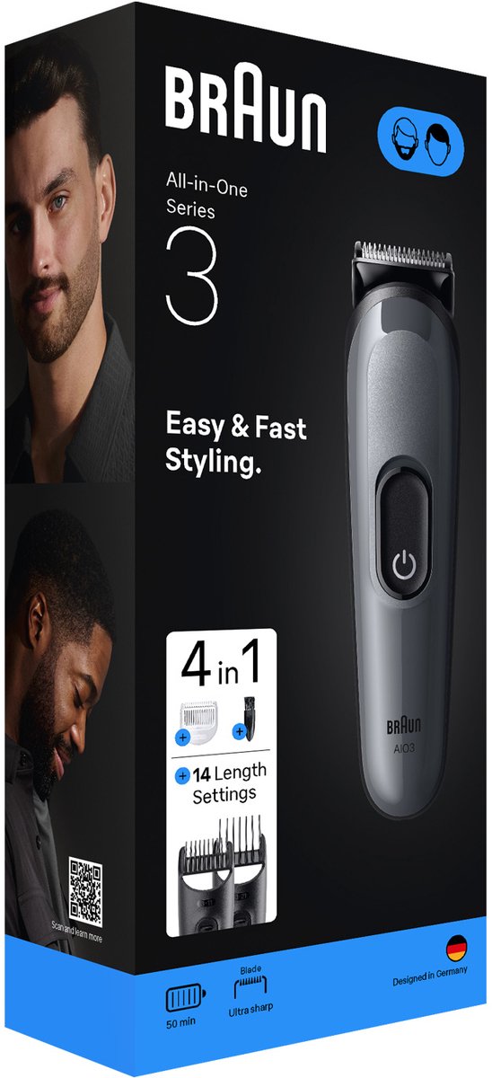 Braun AIO3500 Scheer- en Trimapparaat Zwart-Grijs - afbeelding 2