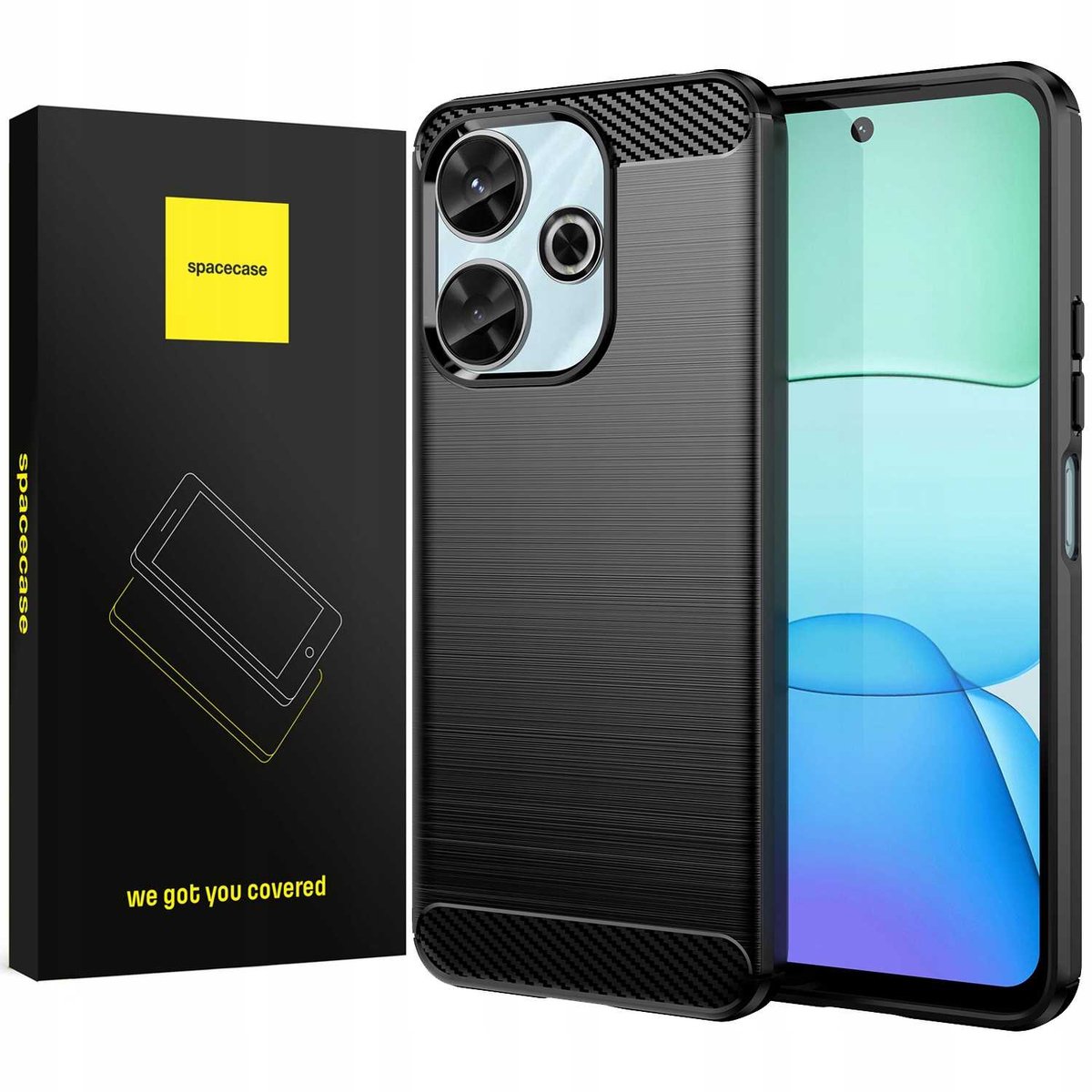 Spacecase Carbon Case Voor Xiaomi Redmi 13 4G Zwarte Cover