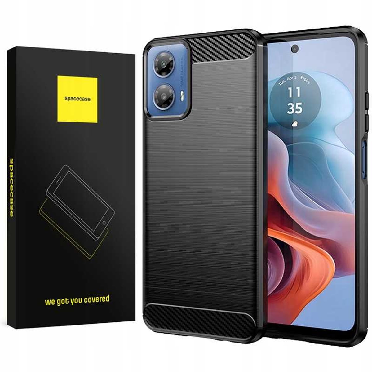 Spacecase Case Cover Voor Motorola Moto G34 G45 5G Zwart