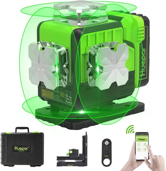 ONEVAN Laserwasserwaage 4x360°Linienlaser Grün Selbstnivellierend 4D 16 Line Linienlaser, Mit 2 Akku Fernbedienung Fuer Innenbereich Baustelle S06da0f3 ONEVAN Laserwasserwaage 4x360°Linienlaser Grün Selbstnivellierend 4D 16 Line Linienlaser, Mit 2 Akku Fernbedienung Fuer Innenbereich Baustelle S06da0f3