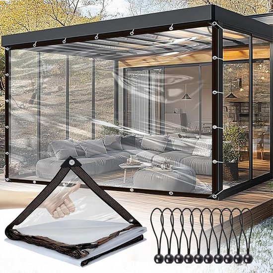 Bâche de protection transparente Unyqoos ® avec œillets pour Diverse applications, 2 x 3 m, résistante aux intempéries et à la poussière