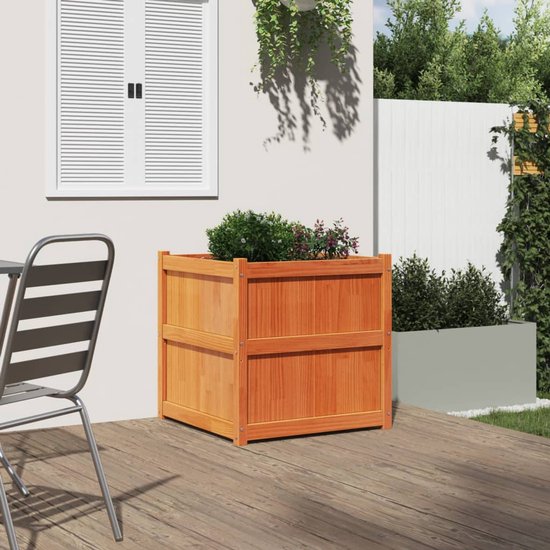Jardinière The Living Store 70x70x70 cm pin massif ciré marron - Jardinière - Jardinières - Pot de fleurs - Bac à fleurs