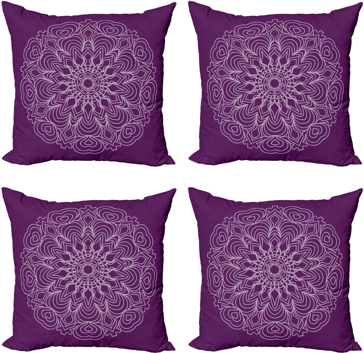 New Bed Paarse Mandala Abstracte Krommen Decoratieve Sierkussenhoes Set van 4 voor Bank Slaapkamer Woonkamer, 51cm x 51cm Gedrukte Kussenhoes
