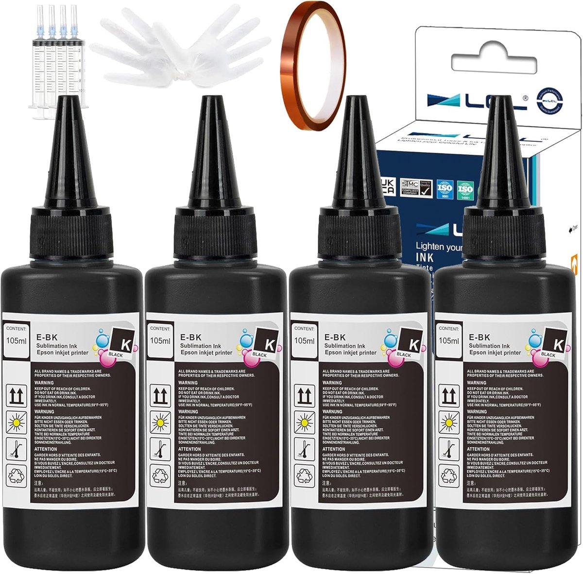 Sublimatie-inkt 420 ml navulflessen voor Inkjetprinters - Anti-UV en Upgrade Versie - Geschikt voor Warmteoverdracht Mok Tumbler T-shirts