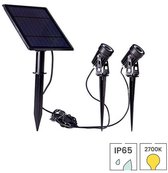 Lybardo - Solar Tuinverlichting - Set van 2 Prikspots - Warmwit - Op Zonne Energie - Dag-nacht Sensor